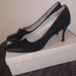 Pancaldi Black Satin Heels Made in Italy Womens 8B